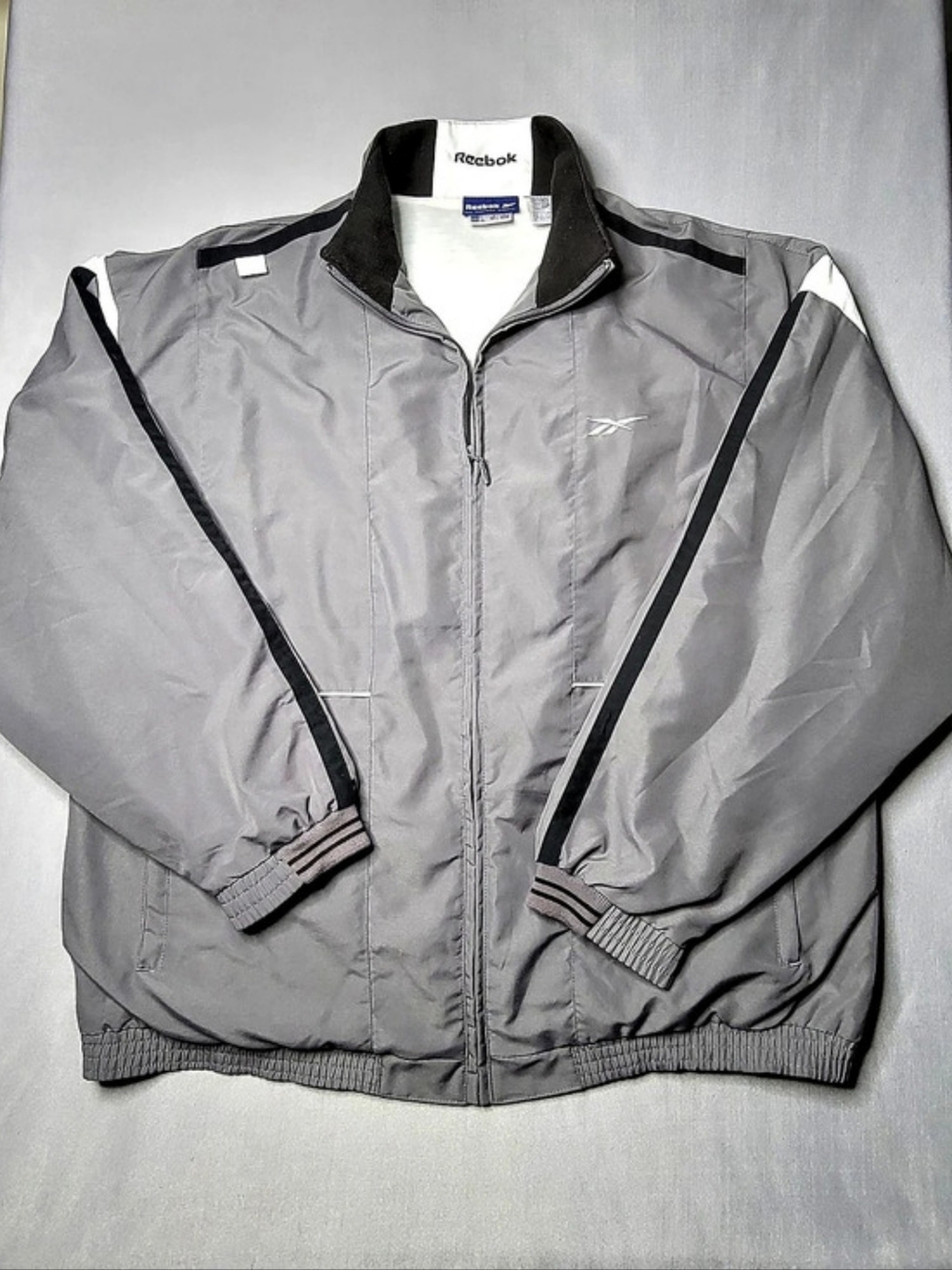 Reebok Men's Track Jacket Gray & Black Size Large
